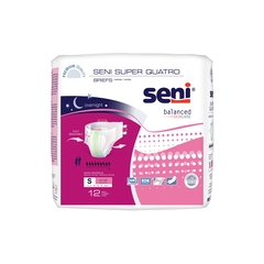 TZMO Seni Super Quatro Unisex Adult Incontinence Brief, Small, Disposable, Heavy Absorbency, 48 EA/CS
