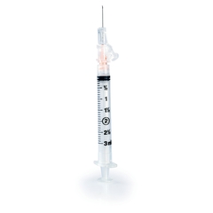 McKesson Syringe with Hypodermic Needle Prevent&reg; SG 3 mL 25 Gauge 5/8 Inch Detachable Needle Sliding Safety Needle, 1/EA, 50/BX