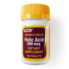 Major Pharmaceuticals Vitamin Supplement Folic Acid 800 mcg Strength Tablet 100 per Bottle