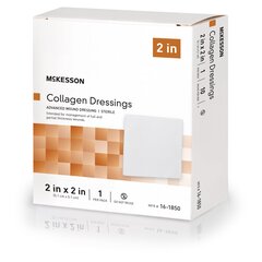 McKesson Collagen Dressing Without Border Collagen / Sodium Alginate / Carboxyl Methylcellulose (CMC) / Ethylenediamine-tetraacetic Acid (EDTA) 2 X 2 Inch 10 Count, 10/BX