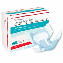 Cardinal Health Unisex Adult Incontinence Brief Wings Quilted Plus with BreatheEasy Technology x-Large Disposable Heavy Absorbency, 60 EA/CS