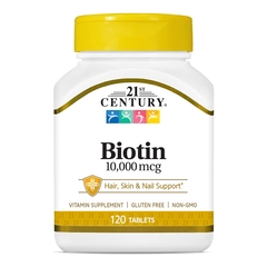 21st Century Biotin Supplement 21st Century&reg; Vitamin B7 10,000 mcg Strength Tablet 120 per Bottle