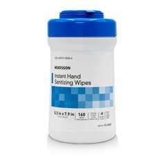 McKesson Sanitizing Skin Wipes, Canister, Ethyl Alcohol, Scented, 160 Count, 12 Canisters/Case