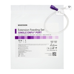 McKesson Bolus Enteral Feeding Extension Tube Set 12 Inch, EnFit, Secure Lock Right Angle Connector and Clamp, NonSterile, 5/BX