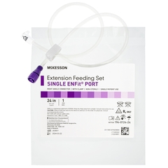 McKesson Bolus Enteral Feeding Extension Tube Set 24 Inch, EnFit, Secure Lock Right Angle Connector and Clamp, NonSterile, 1/EA
