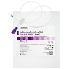McKesson Bolus Enteral Feeding Extension Tube Set 24 Inch, EnFit, Secure Lock Straight Connector and Clamp, NonSterile, 1/EA