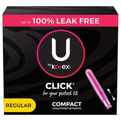 Kimberly Clark Professional Tampon U by Kotex Click Regular Absorbency Plastic Applicator Individually Wrapped, 16 EA/PK