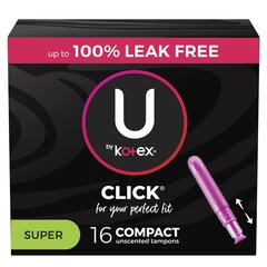 Kimberly Clark Professional Tampon U by Kotex Click Super Absorbency Plastic Applicator Individually Wrapped, 16 EA/PK