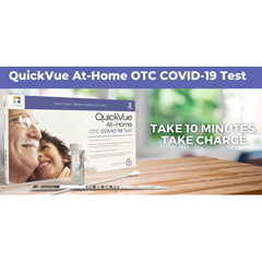 MON1190065bx - Quidel - QuickVue® Covid-19 Rapid Test At-Home Kit. Results in 10 Minutes. Box Includes 2 Tests.