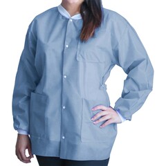 Dukal Lab Jacket FitMe™ Ceil Blue Medium Hip Length Disposable