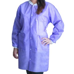 Dukal Lab Coat FitMe™ Purple Small Knee Length 3-Layer SMS Disposable, 50/CS