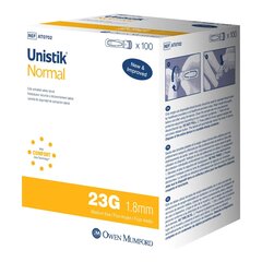 Owen Mumford Lancet Unistik&reg; Normal Flow Lancet Needle 1.8 mm 23 Needle Gauge Push Button Activation, 100/BX