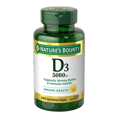US Nutrition Vitamin Supplement Nature's Bounty&reg; D3 Cholecalciferol 5000 IU Strength Softgel 240 Per Bottle