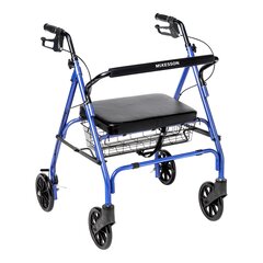 McKesson Bariatric 4 Wheel Rollator Blue Adjustable Height / Folding Steel Frame, 1/CS