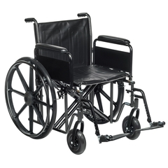 McKesson Bariatric Wheelchair Dual Axle Full Length Arm Swing-Away Footrest Black Upholstery 22 Inch Seat Width Adult 450 lbs. Weight Capacity, 1/CS