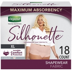 Kimberly Clark Professional Female Adult Absorbent Underwear Depend Silhouette Pull On with Tear Away Seams X-Large Disposable Heavy Absorbency, 18/PK