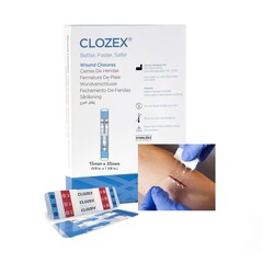 Clozex Medical Skin Closure Device Clozex 5/8 X 1-3/8 Inch Polyurethane, Polyester, Medical Grade Acrylic Interlaced Closure Strip Clear