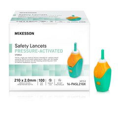 McKesson Safety Lancet 21 Gauge Retractable Pressure Activated Finger, 100/BX