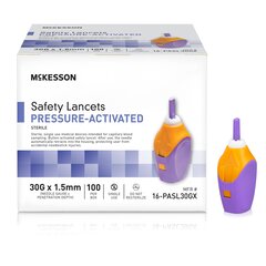 McKesson Safety Lancet 30 Gauge Retractable Pressure Activated Finger, 100/BX