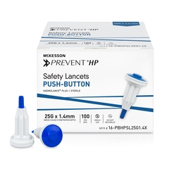 McKesson Safety Lancet Prevent&reg; HP 25 Gauge Retractable Push Button Activation Finger, 100/BX