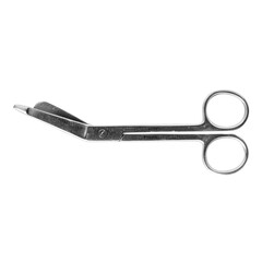 Miltex Medical Bandage Scissors Miltex&reg; Lister 5-1/2 Inch Length Floor Grade Pakistan Stainless Steel Sterile Finger Ring Handle Angled Blunt Tip / Blunt Tip, 50/BX