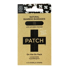 Nutricare Adhesive Strip with Charcoal Patch On The Go Pack 3/4 X 3 Inch Bamboo / Activated Charcoal Rectangle Black Sterile, 4 EA/PK, 50 PK/BX, 2 BX/CS