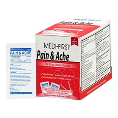 Medique Products Pain Relief Medi-First&reg; Pain & Ache Relief 500 mg - 32.5 mg Strength Aspirin / Caffeine Caplet 80 Per Box, 1/BX