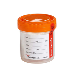 Cardinal Health Specimen Container Cardinal Health 90 mL (3 oz.) Screw Cap Patient Information Sterile, 100 per Pack