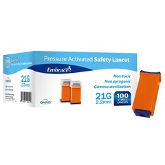 Omnis Health Safety Lancet Embrace&reg; 21 Gauge Retractable Pressure Activated Finger, 1000/CS