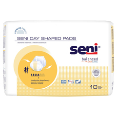 TZMO Incontinence Liner Seni Shaped Day Pads 25 Inch Length Moderate Absorbency Super Absorbent Core One Size Fits Most, 10 per Pack