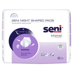 TZMO Incontinence Liner Seni Shaped Night Pads 27 Inch Length Heavy Absorbency Super Absorbent Core One Size Fits Most, 8 per Pack
