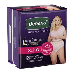 Kimberly-Clark Female Adult Absorbent Underwear Depend&reg; Night Defense&reg; Waistband Style X-Large Disposable Heavy Absorbency