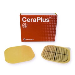 Hollister Ostomy Barrier CeraPlus™ Trim to Fit, Extended Wear Hydrocolloid Up to 3-1/2 Inch Opening 4 X 4 Inch, 5/BX