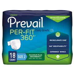 First Quality Unisex Adult Incontinence Brief Prevail&reg; Per-Fit 360&deg;™ Size 2 Disposable Heavy Absorbency