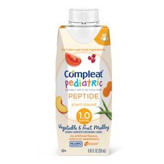 Nestle Healthcare Nutrition Pediatric Tube Feeding Formula Compleat&reg; Pediatric Peptide 1.0 Vegetable / Fruit Medley Flavor 250 mL Reclosable Carton Liquid Plant Based