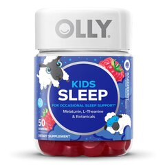 OLLY Dietary Supplement OLLY&reg; Kids Sleep L-Theanine / Melatonin / Botanicals 15 mg - 0.5 mg - 2.5 mg Strength Gummy 50 per Bottle Razzzberry Flavor