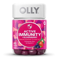 OLLY Dietary Supplement OLLY&reg; Active Immunity+Elderberry Echinacea / Black Elderberry Extract / Zinc / Vitamin C 40 mg - 65 mg - 5 mg - 180 mg Gummy 45 per Bottle Berry Brave Flavor