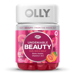 OLLY Dietary Supplement OLLY&reg; Undeniable Beauty&reg; Biotin / Vitamin C / Vitamin E / Keratin 2500 mcg - 15 mg - 7.5 mg - 50 mg Strength Gummy 60 per Bottle Grapefruit Glam Flavor