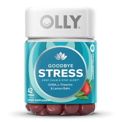 OLLY Goodbye Stress&reg; Dietary Supplement  GABA / L-Theanine / Lemon Balm Extract 100 mg - 50 mg - 75 mg Gummy 42 per Bottle Berry Verbena Flavor