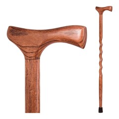 Mabis Healthcare T-Handle Cane Brazos™ Twisted Wood 34 Inch Height American Hardwood, 1/EA