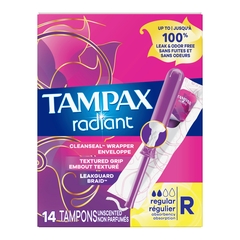 Procter & Gamble Tampon Tampax&reg; Radiant Regular Absorbency Plastic Applicator Individually Wrapped