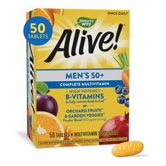 Nature's Way Brands Multivitamin Supplement Alive!&reg; Alive!&reg; Men’s 50+ Vitamin A / Vitamin C 900 mcg / 180 mg Strength Tablet 50 per Box