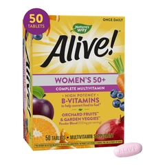 Nature's Way Brands Multivitamin Supplement Alive!&reg; Women’s 50+ Vitamin A / Vitamin C 900 mcg / 135 mg Strength Tablet 50 per Box