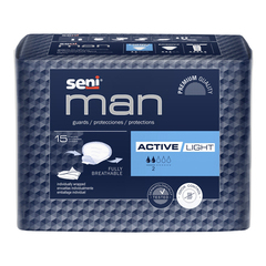 TZMO Bladder Control Pad Seni Man Active Light 7-1/2 X 9-3/10 Inch Light Absorbency Super Absorbent Core One Size Fits Most, 15 per Pack