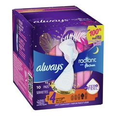 Procter & Gamble Feminine Pad Always&reg; Radiant with FlexFoam Overnight / With Wings Heavy Absorbency