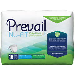 MON554695PK - First Quality - Prevail® Nu-Fit® Maximum Absorbency Brief, Large, (45 to 58), 18EA/PK