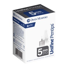 Owen Mumford Standard Insulin Pen Needle Unifine&reg; Pentips&reg; 31 Gauge 5 mm Length NonSafety, 1500/CS