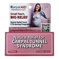 Carpal AID LLC Carpal AID Patch Hand-Based Pregnancy Carpal Tunnel Support, Plastic, Left or Right Hand, Clear, Small, 15/PK