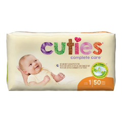 MON699151PK - First Quality - Cuties® Diapers, 8-12 lbs. Size 1, 50 EA/PK