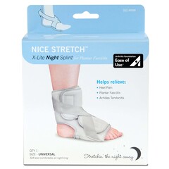 Brownmed Plantar Fasciitis Night Splint Nice Stretch&reg; X-Lite One Size Fits Most Hook and Loop Closure Left or Right Foot